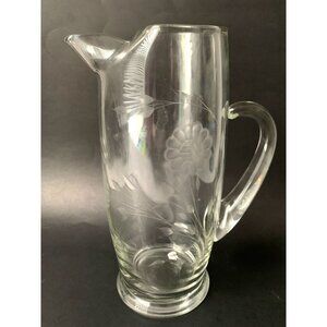Vintage Etched Cornflower Hughes Pitcher Jug